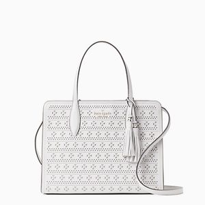 Boutique NWT Kate Spade Designer Bag White Rowe Perf Medium Top Zip Satchel